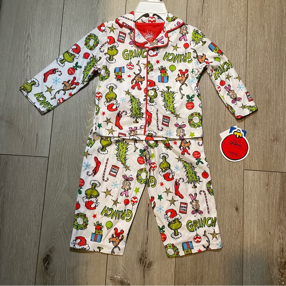 NWT Dr. Seuss The Grinch & Cindy Lou Who Toddler 2-Pc Pajama Set 2T - Picture 1 of 5